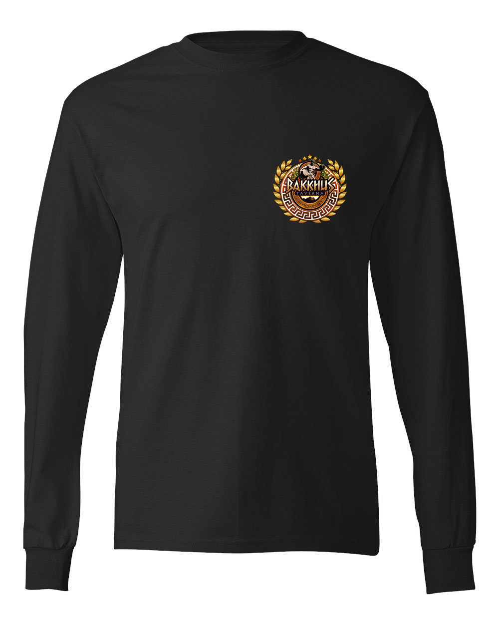 Bakkhus Long Sleeve- Moisture Wicking T-shirt- Full back and left Chest ...