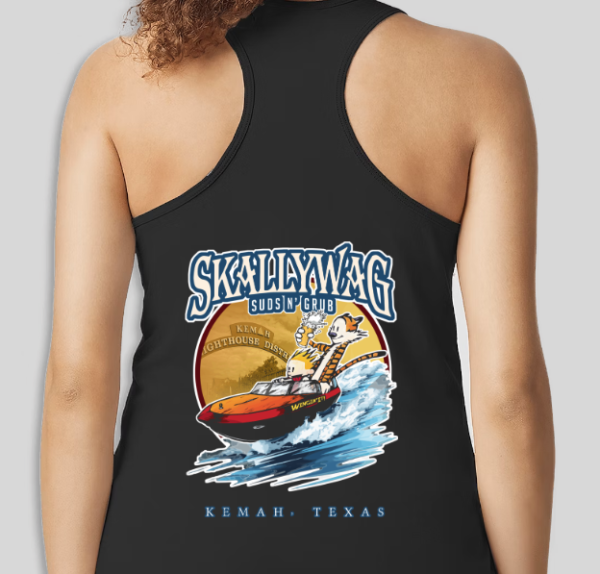 Skallywag- Black Gildan Women’s Softstyle Jersey Blend Racerback Tank - Image 2