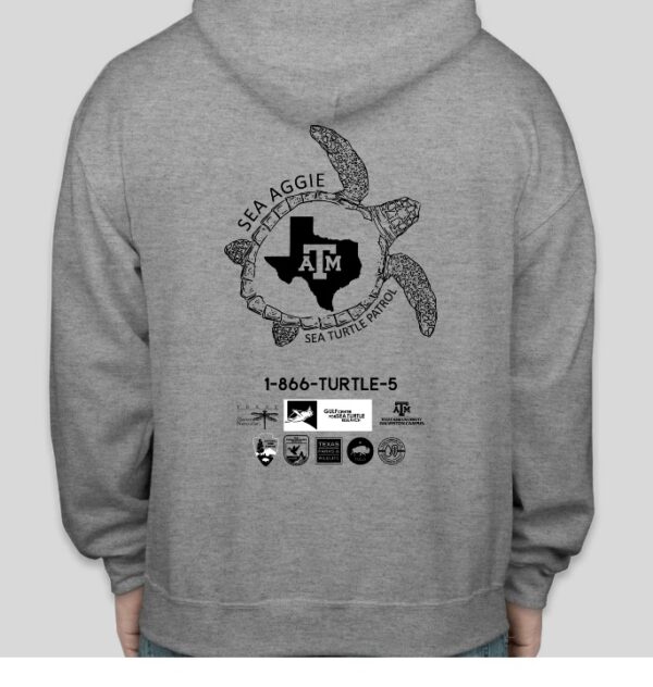 Sea Turtle Patrol Long-Sleeve Gray Full Zipper Hoodie - Image 2
